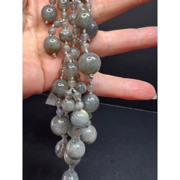 NEW labradorite bib statement necklace with sterling silver clasp - Picture 6 of 15